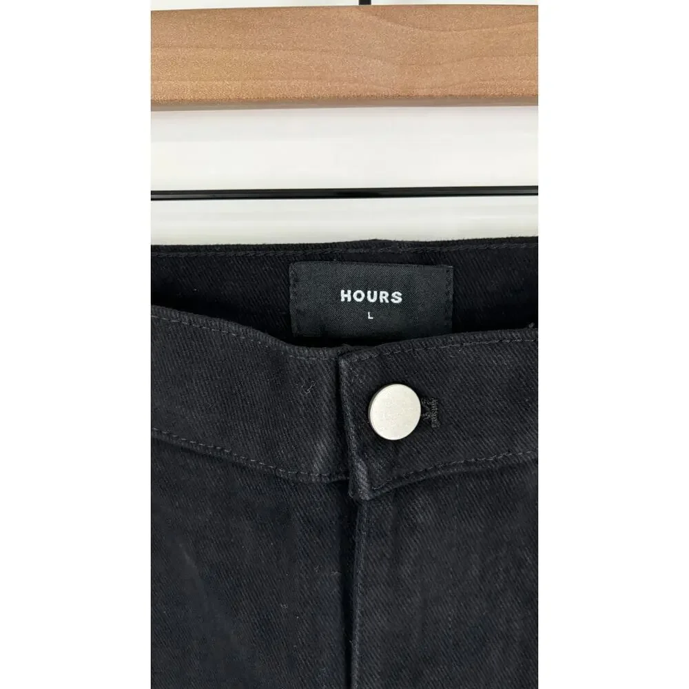 Hours Collection Mens Cargo Pants Size Large Black New 32x30 Y2K Wide Leg